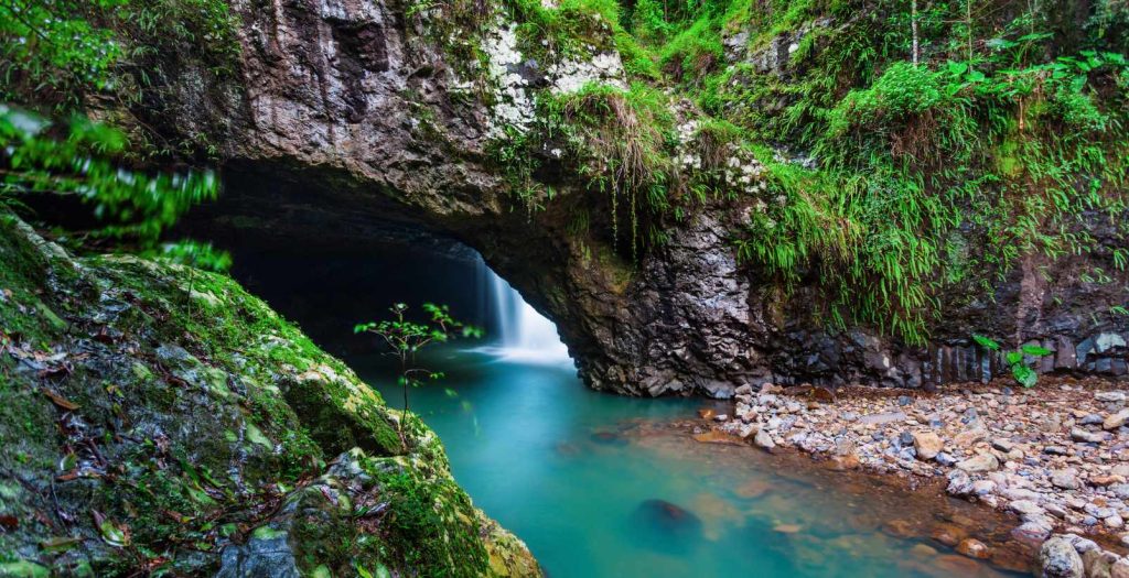 Arch way and waterfall